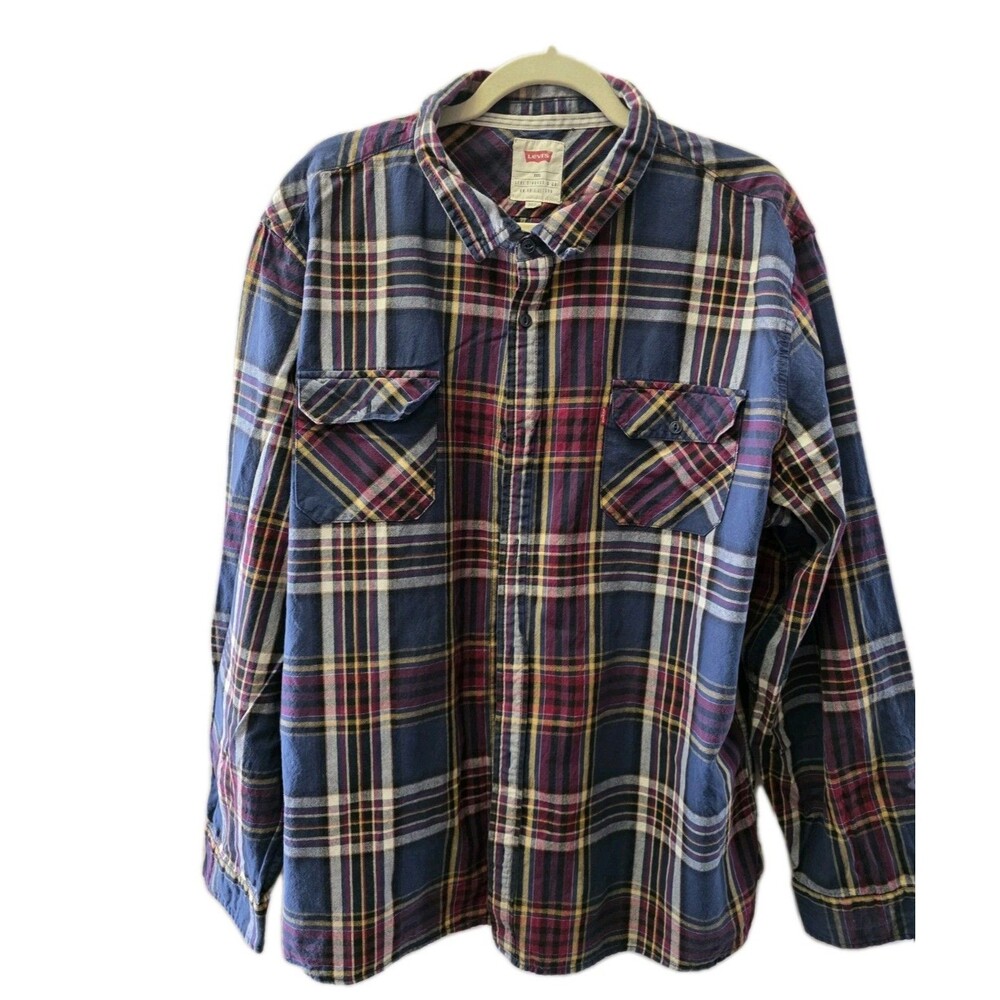 Levi's Long Sleeve Button Down Plaid Shirt 100% Cotton Men's Size XXXL